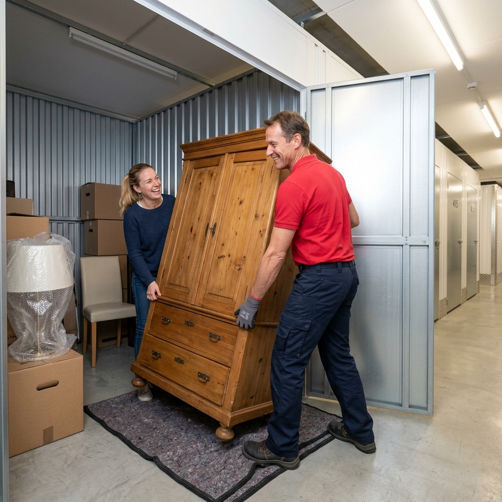 Möbel sorgfältig verpackt für die Lagerung